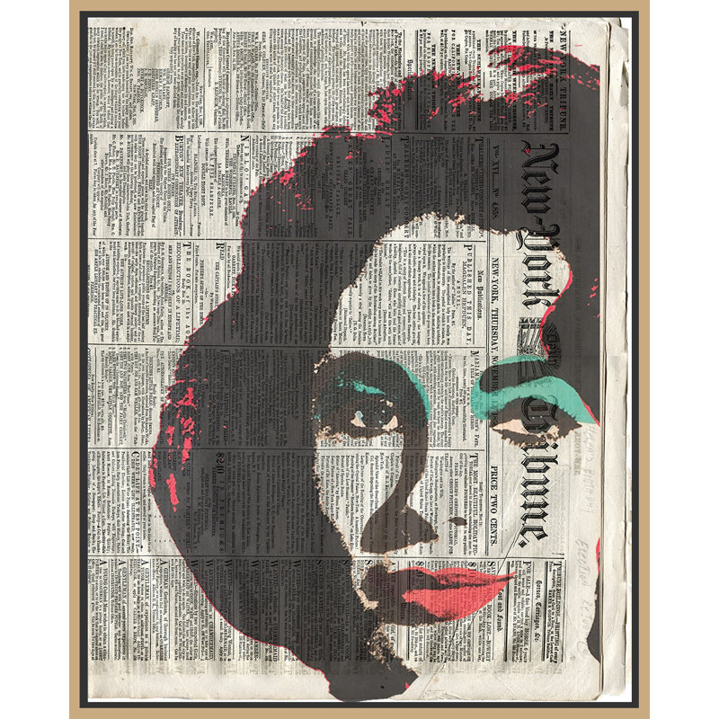 " Liz Taylor ", 42" H x 32" W x 2" D, Gold Framed