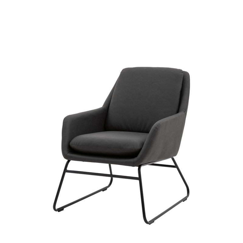 Tiradentes Leather Side Chair, Charcoal