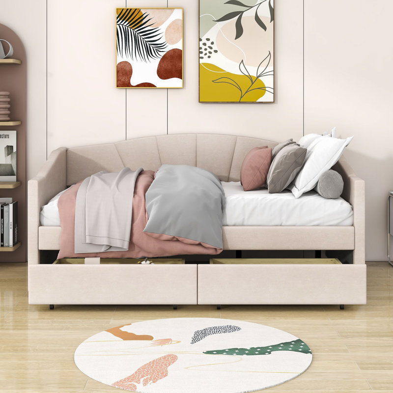 Lit de jour rembourré Oniya, Beige