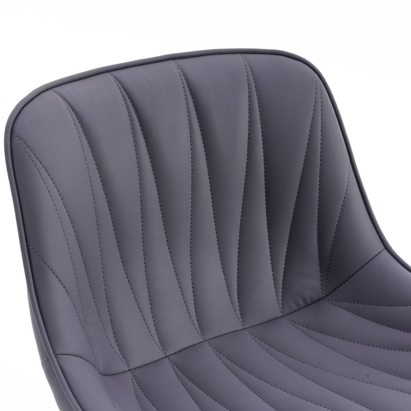 Modern Height Adjustable Swivel Bar Stools Upholstered Leather Barstool Kitchen Island Chairs With Metal Frame, Gray Purple
