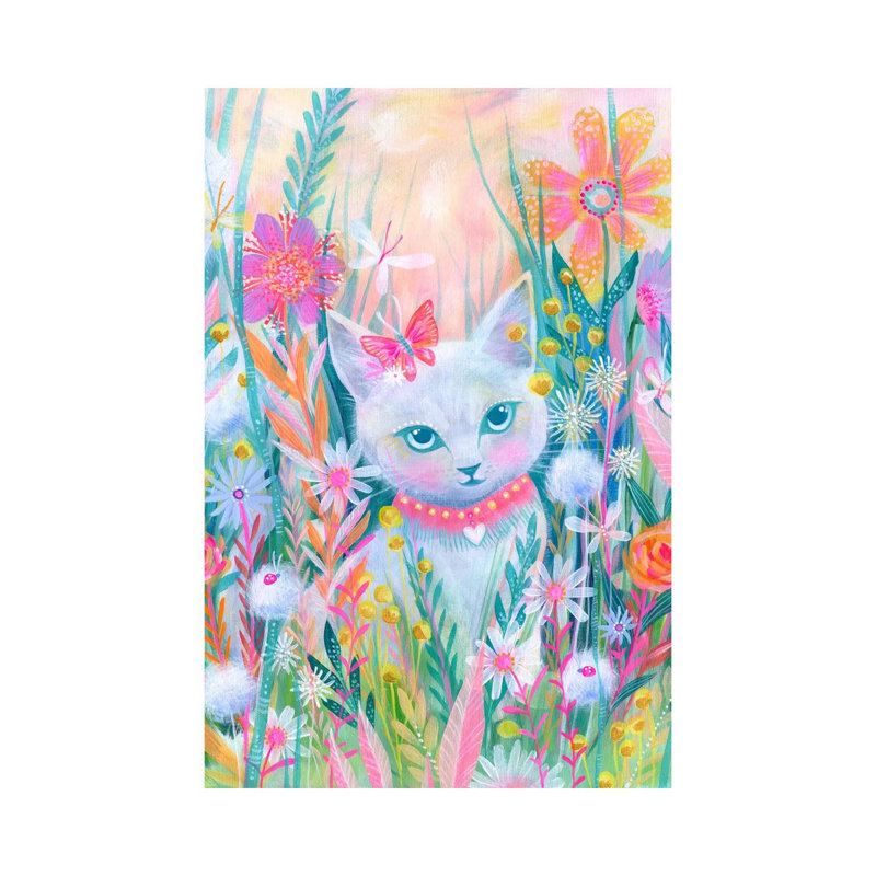 Garden Kitty 1 Piece Wrapped Canvas Painting, 101.6 cm H x 66.04 cm W x 3.175 cm D
