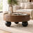 35.45 Inch Round Walnut Coffee Table with Storage Drawer and Black Ball Feet, Mid-Century Modern Wooden Cocktail Table, Round Center Table with Storage, Retro Round Accent Table for Living Room, Small Round Coffee Table for Apartment, Home Office, Guest