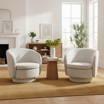 Fauteuil demi-tonneau pivotant rembourré (ensemble de 2)