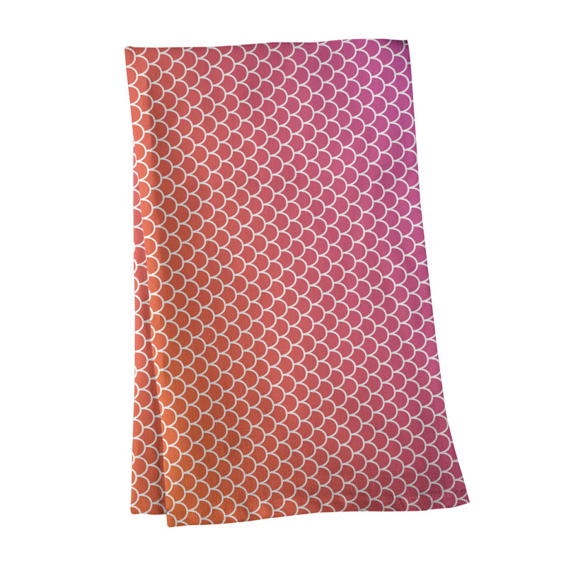 Serviette de thé sirène balances, Polyester sergé, Rose / Orange