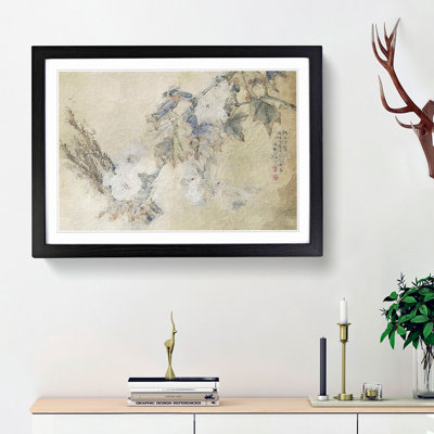 Bird and Peony Flowers - Framed Print