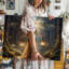 Art mural sur toile, lanterne lumineuse et ailes de libellule-699614095