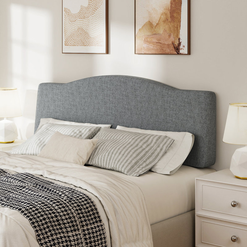 Upholstered Linen Headboard with Adjustable Height, Queen, Dark Gray