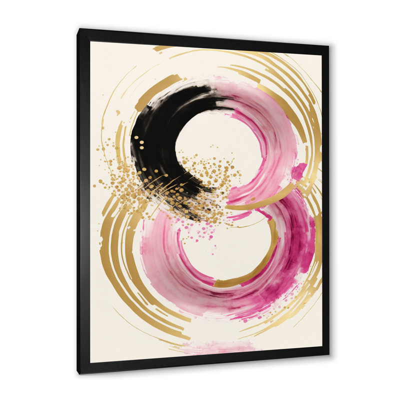 "Pink and Gold Curves II", cadre flottant, impression sur toile, H 20 po x l 12 po x P 1 po