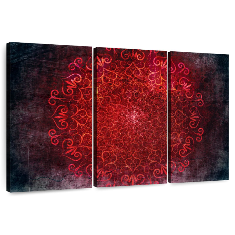Mandala rouge brillant Kerner, H 20 po x l 33 po