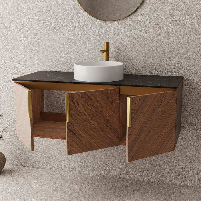 Meuble-lavabo de salle de bain avec lavabo, armoire de rangement murale