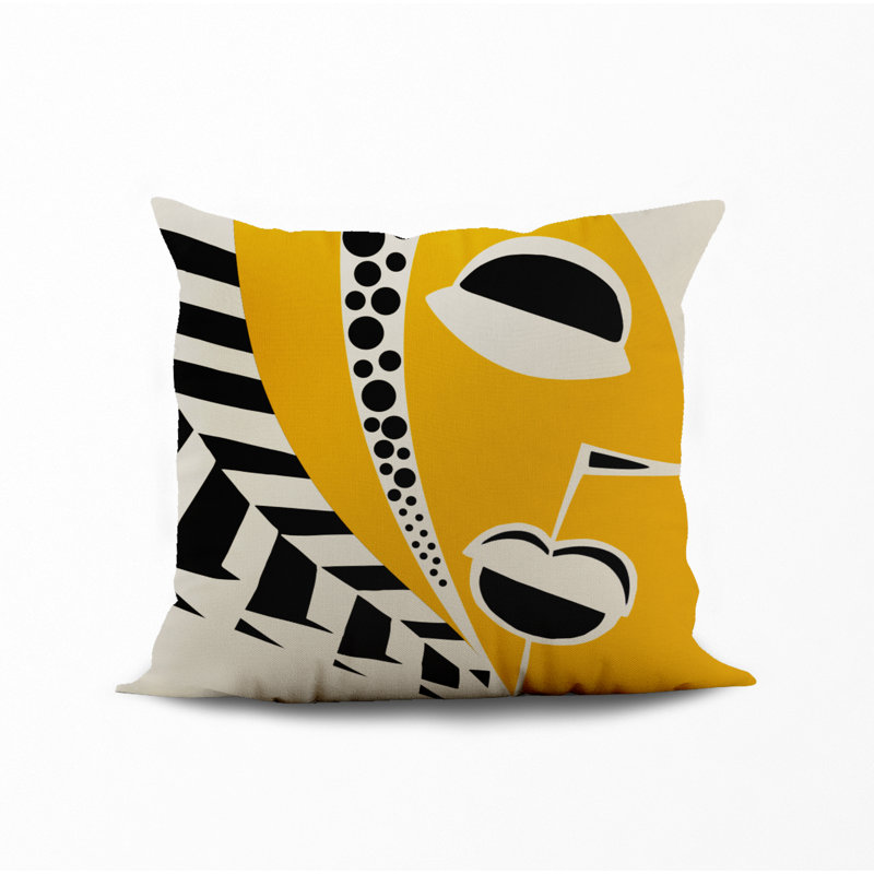 Jeté carré intérieur / extérieur en polyester Ikom, L 15 po x H 15 po, Jaune