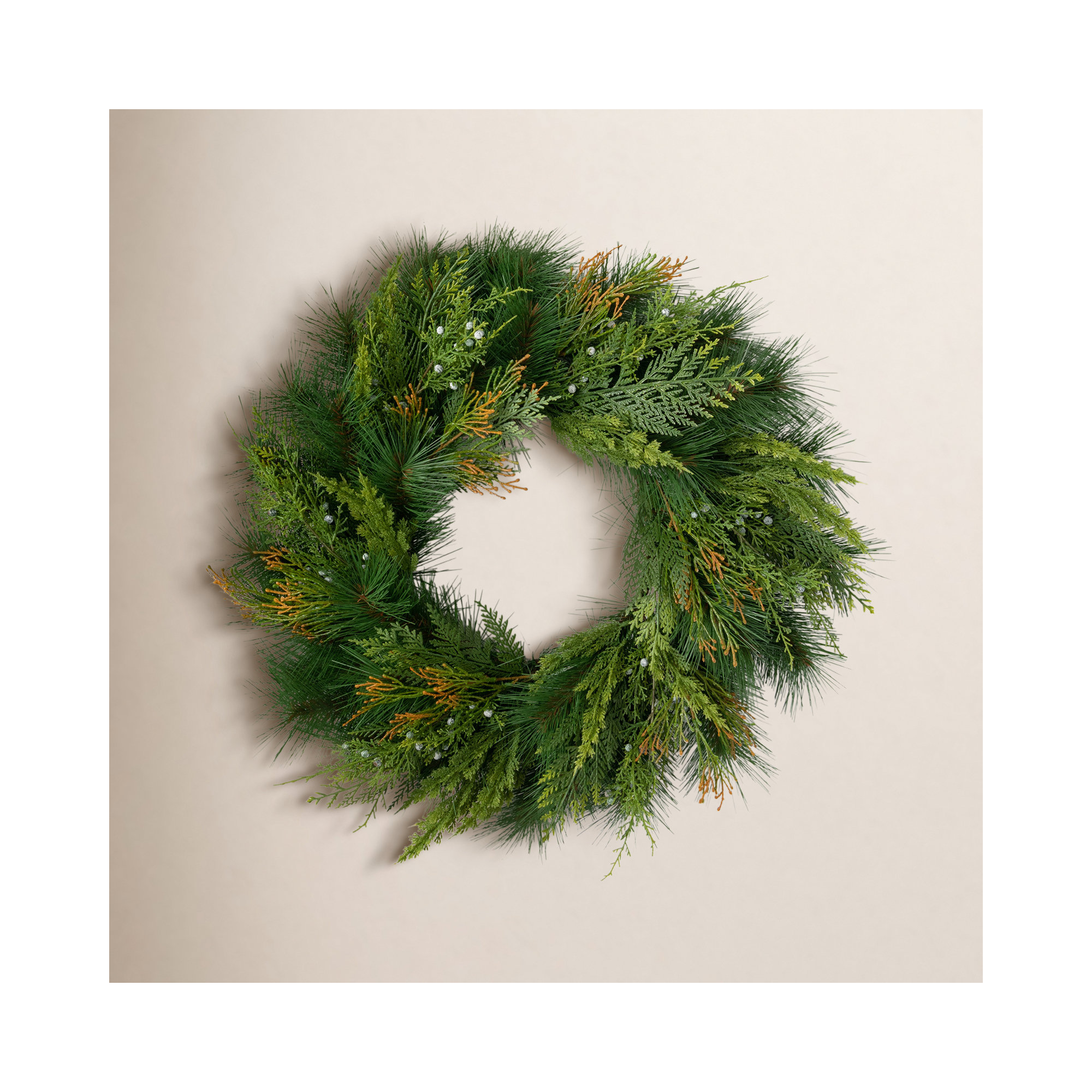 Artificial 24" Mixed Pine & Juniper Wreath