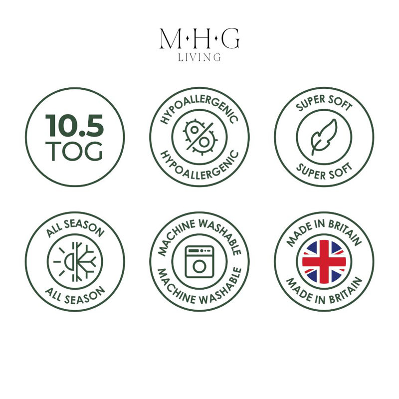 MHG Living Luxury Soft Touch Striped Microfibre 10.5 Tog Duvet – Anti-Allergy, Lightweight & Breathable All Season Quilt – Single, Double, King & Super King