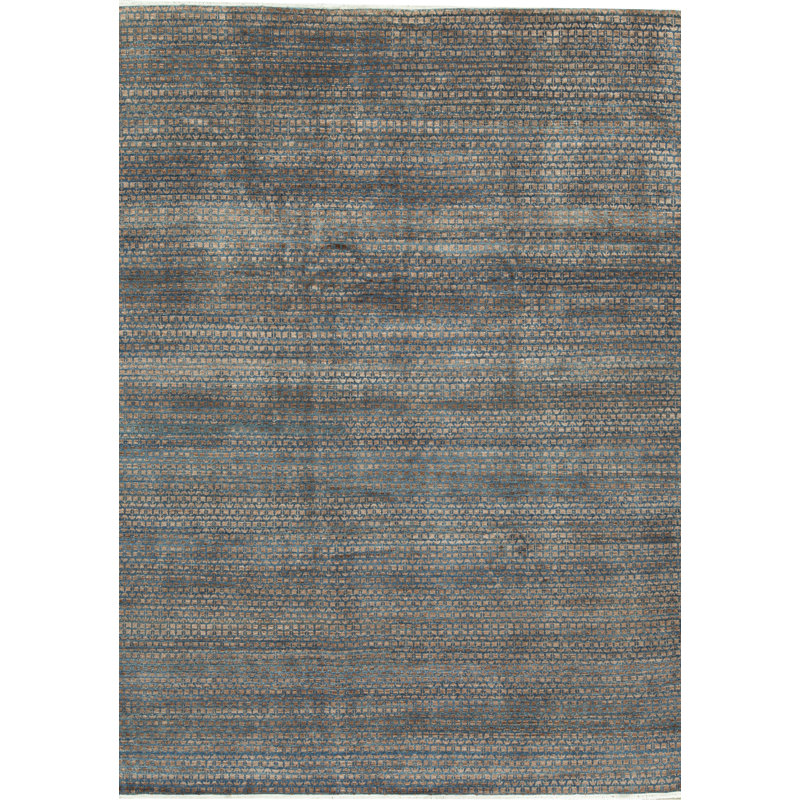 Tapis bleu foncé et brun noué à la main de haute qualité