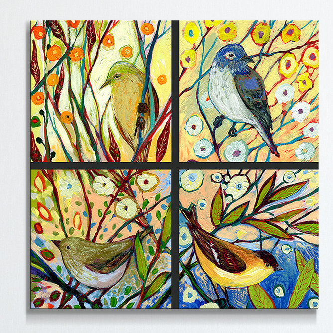 « oiseau quadrant ii » par jennifer lommers,, reproduction d’art sur toile tendue, H 24 po x l 24 po x P 1 po