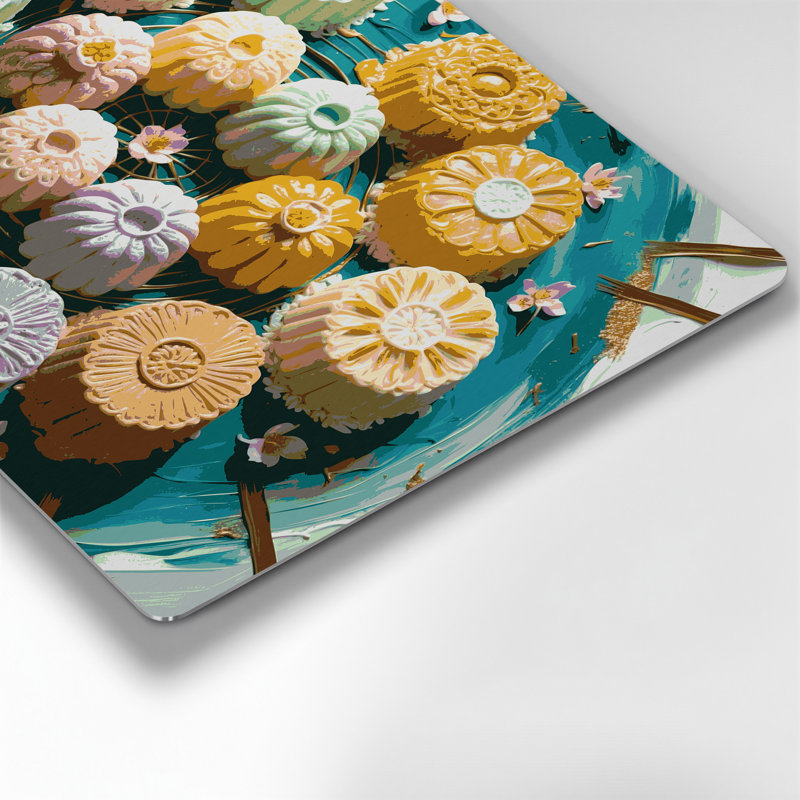 Desserts, gâteaux de riz, art mural en métal beige, H 11 po x l 14 po