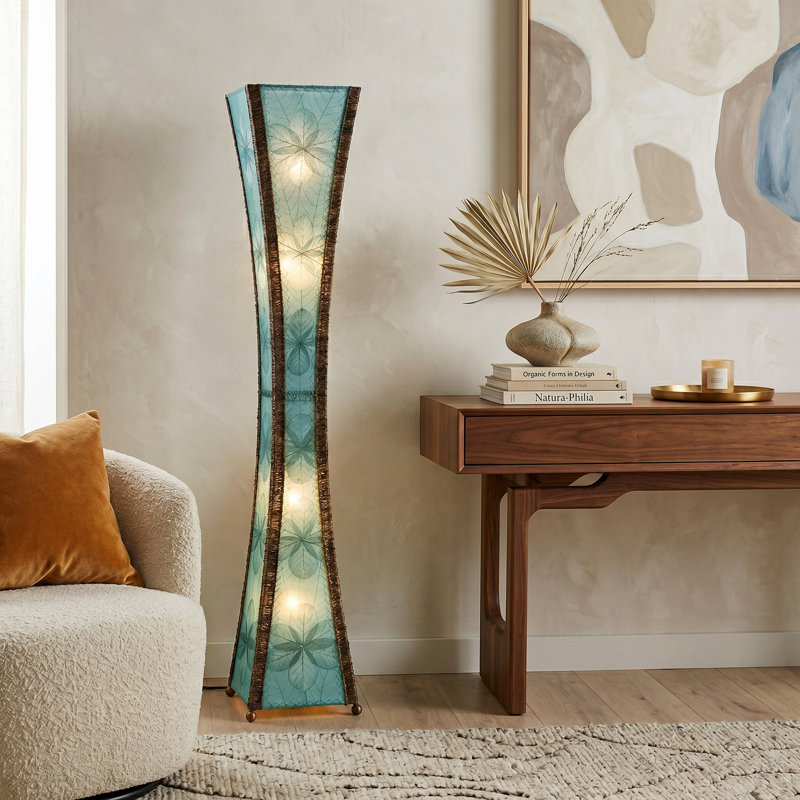 Lampe sur pied colonne 72 "Quintan, Bleu mer