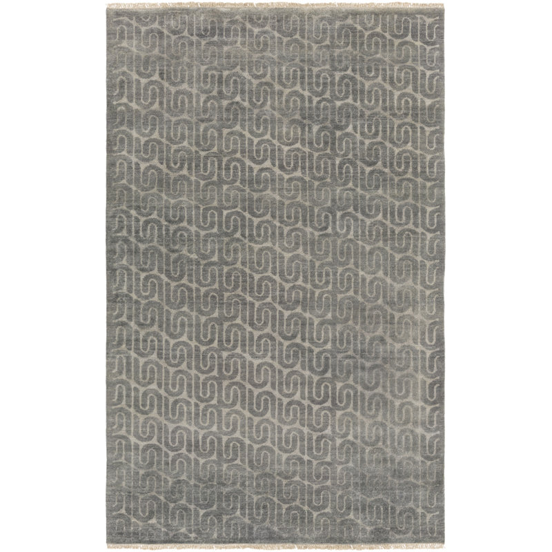 Wool Geometric Area Rug, Rectangle 4' x 6'