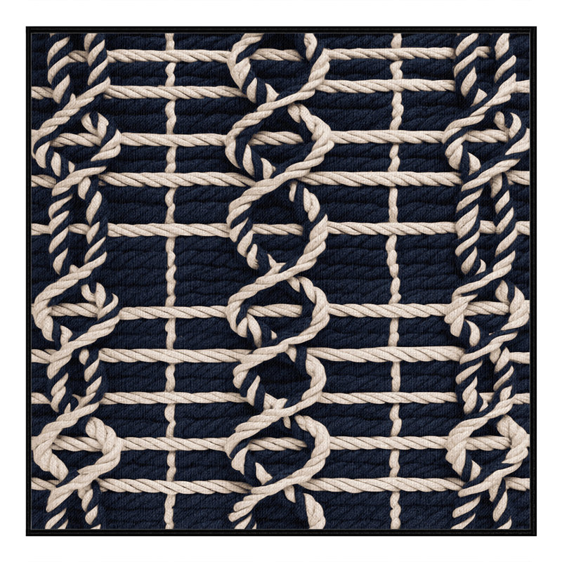  Tapis bord de mer lavable avec nœuds Elite, Carré 3 pi