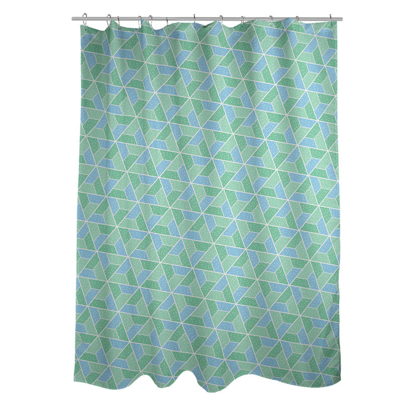 Rideau de douche simple trapézoïde, Vert / Bleu