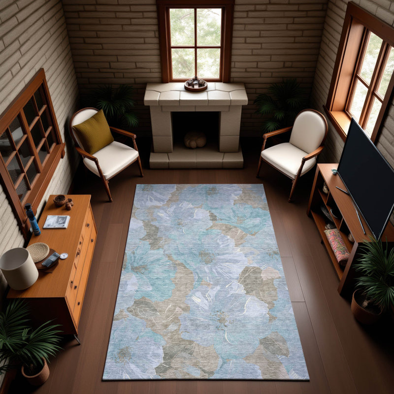 Tapis floral Premium Floyd AMF1542 lavable à la machine, Rectangle 9 pi x 12 pi