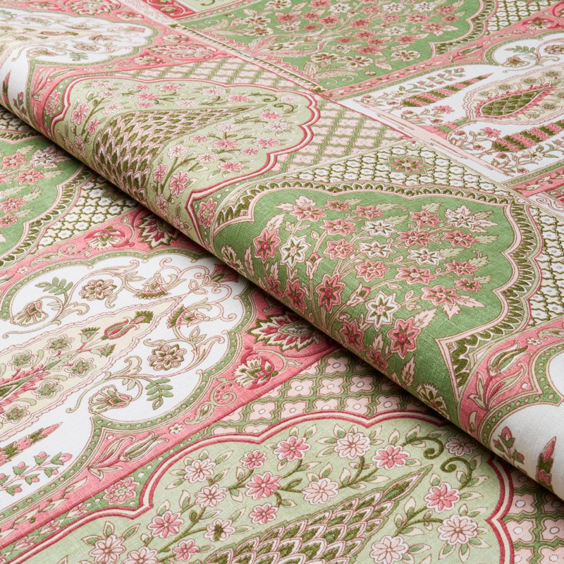 Barra Palace Fabric, Pink/Green