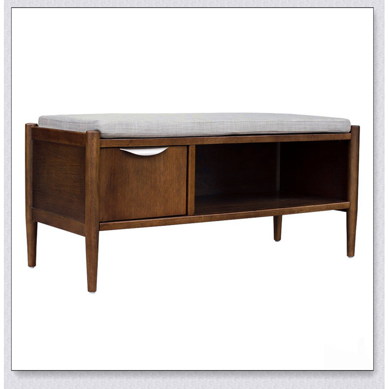 Banc d'appoint d'inspiration Mid-Century avec rangement et coussin rembourré confortable pour une polyvalence moderne