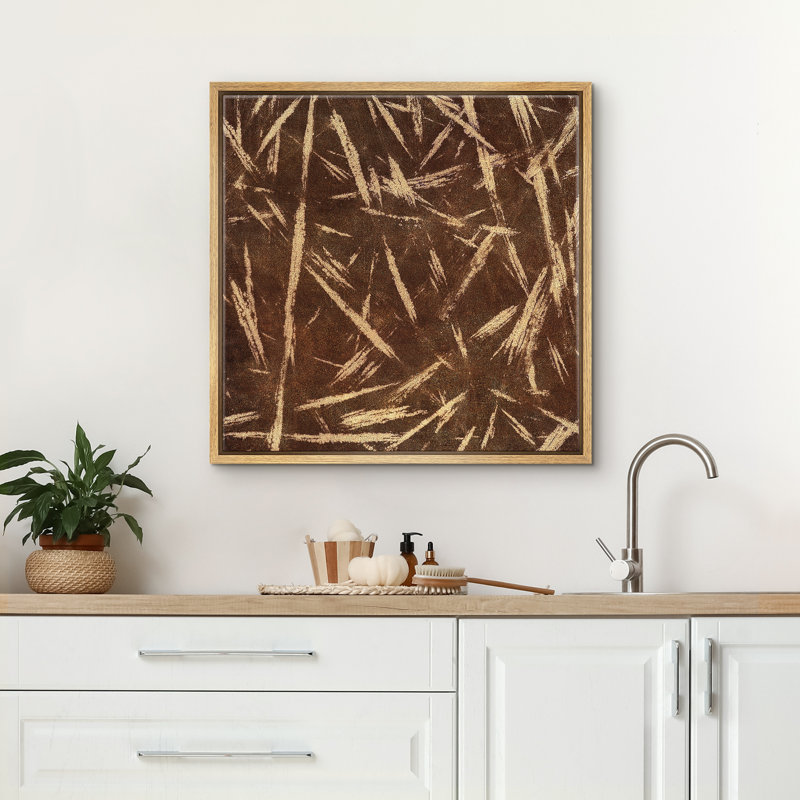 Abstrait, peinture brune moderne et moderne, encadrée de chambre à coucher, impression sur toile, Naturel, H 24 po x l 24 po