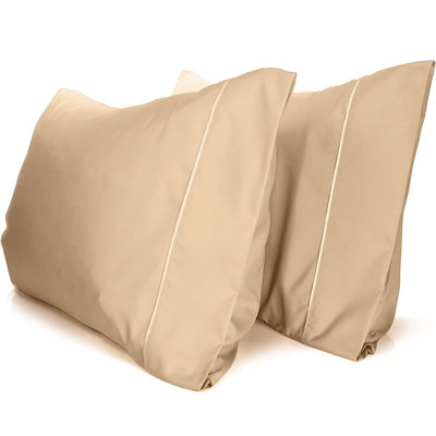 LuxClub 2 PC Light Khaki King Performance Microfiber Solid Pillowcase Set