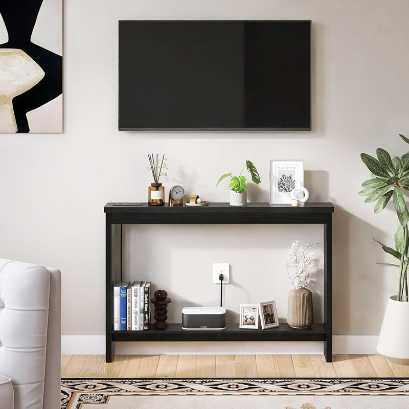 Table de canapé étroite avec prise, ports USB et ...