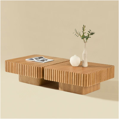 Ensemble de 2 pièces de table basse carrée 31,5 pouces Handcraft