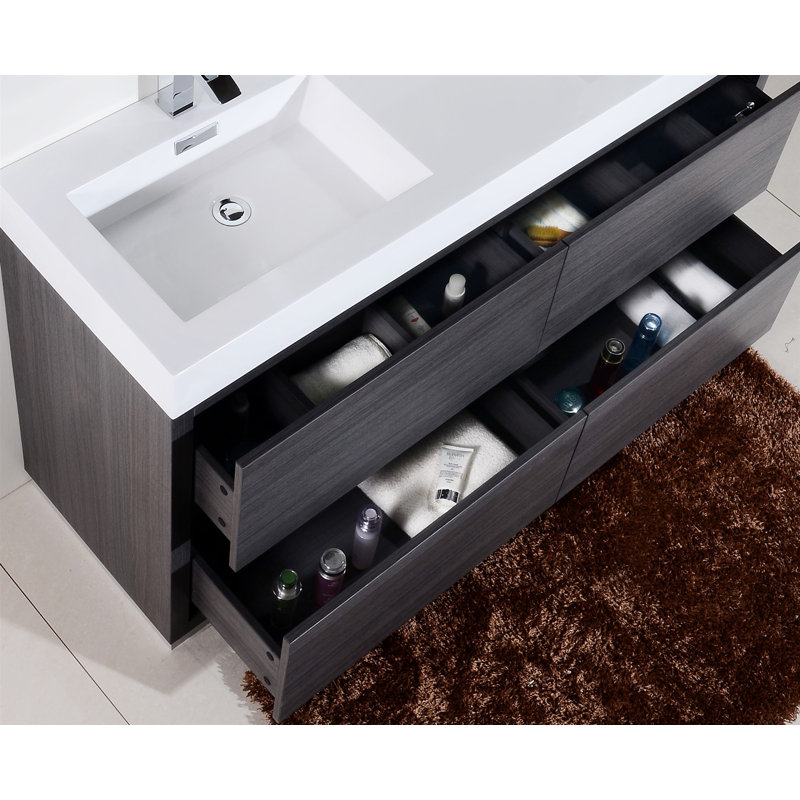 Ensemble de meuble-lavabo double 59 po Royka, Chêne gris