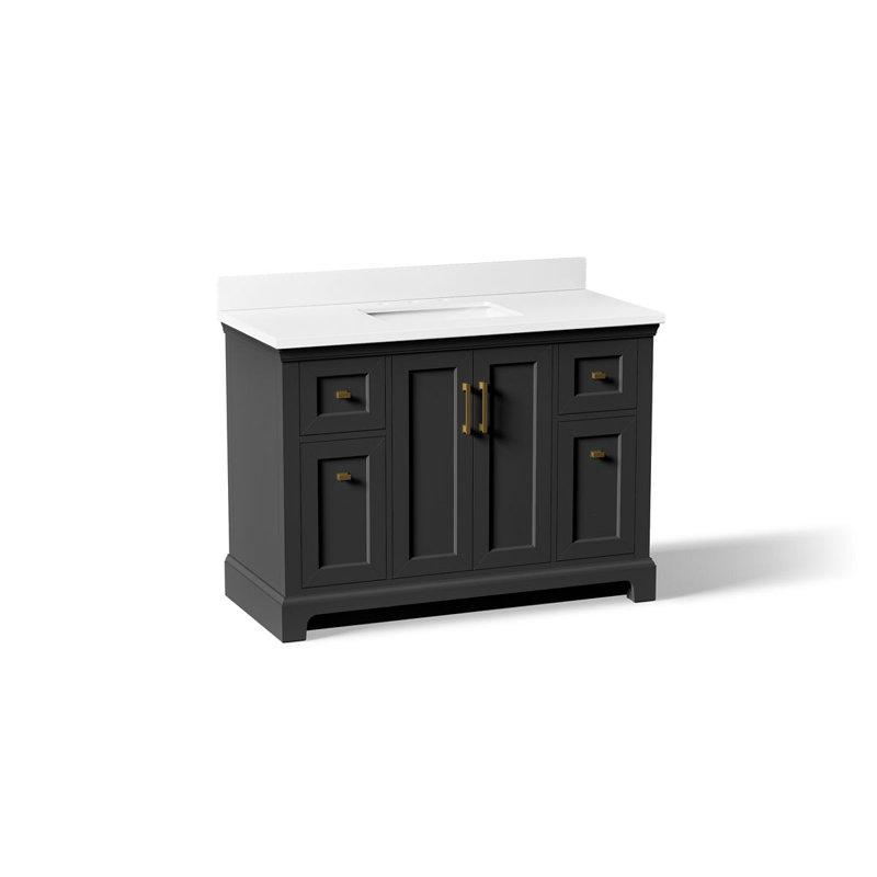 Charlemont 48 In. Bathroom Vanity Cabinet With Sink And Quartz Top, Dark Warm Gray