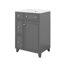 Armoire de salle de bain 24 po avec lavabo, 2 tiroirs, 1 porte à fermeture douce, meuble de rangement autoportant avec lavabo en céramique-2004162693