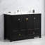 Meuble-lavabo noir 48 po avec lavabo en céramique, rangement abondant, portes et tiroirs à fermeture en douceur