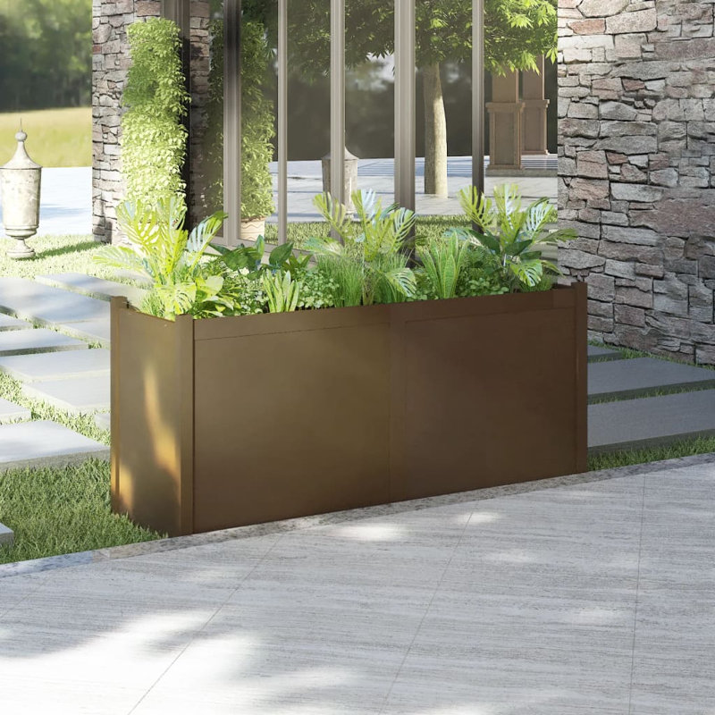 Boîte à fleurs en bois pour l'extérieur, H 27,6 po x l 59,1 po x P 19,7 po, Brun miel