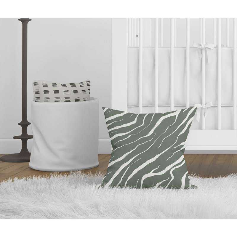 Coussin décoratif Lush Cracks, H 16 po x l 16 po, Chimichurri / rayé vert