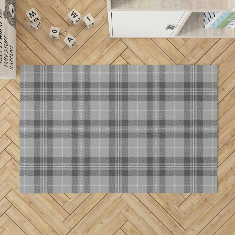 Tapis de jeu Tartan Block, Gris, Rectangulaire 3 pi x 5 pi