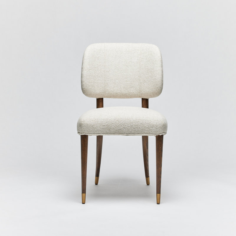 Serafina Upholstered Dining Chair, Brushed Brass/Walnut