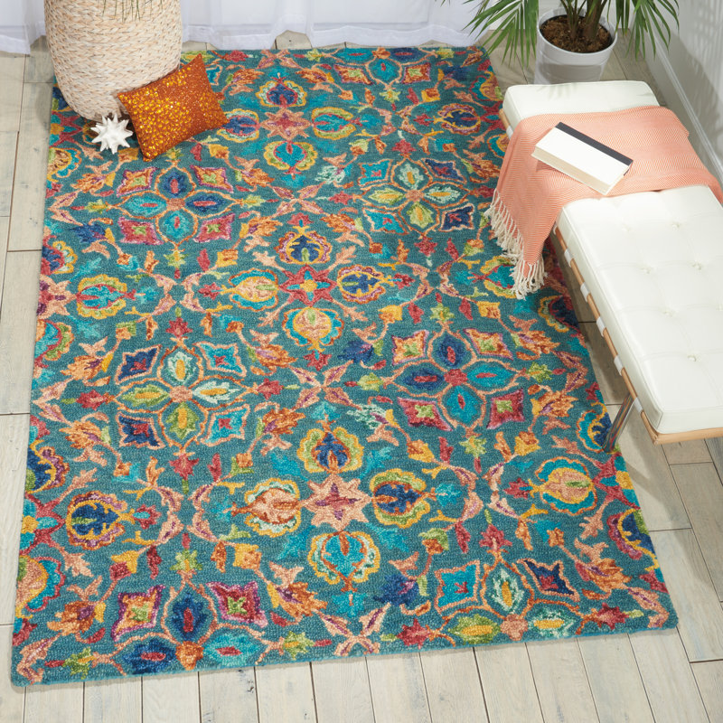 Guelph Damask Wool Hand Woven Area Rug, Rectangle 152 x 229cm
