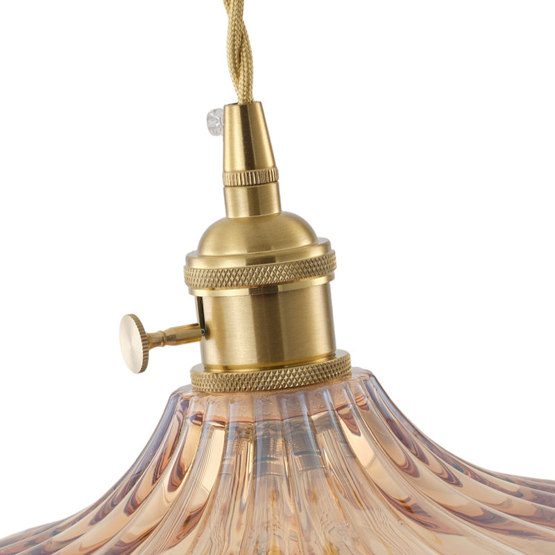 1-Lamp Amber Glass Dimmable Pendant Light