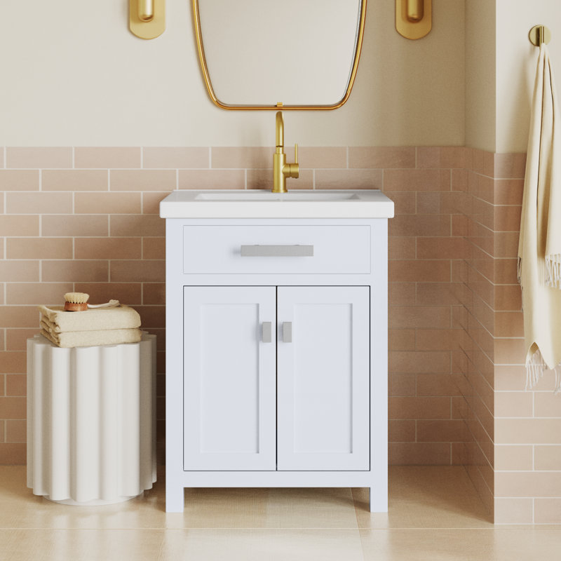 Caitlyn 24'' Single Bathroom Vanity with Ceramic Top, Pure White