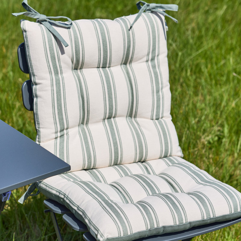 Stripe Cotton Summer Outdoor Garden Furniture Chair with Ties Seat Cushion