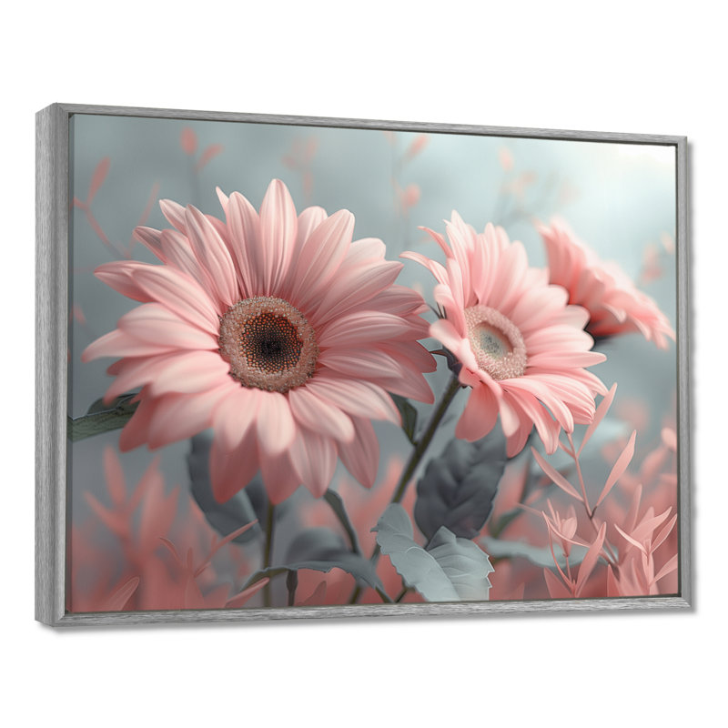 Décoration murale marguerites roses et grises II - marguerites, H 30 po x l 40 po x P 1,5 po