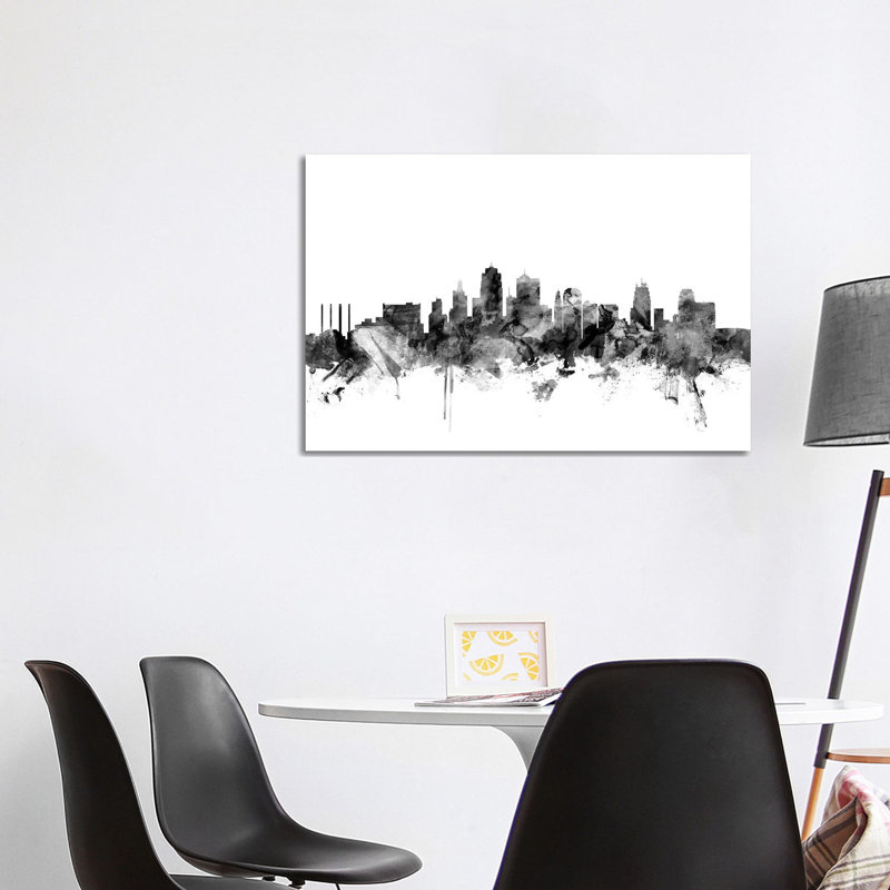 Kansas City, Missouri In Black & White by Michael Tompsett - Wrapped Canvas Gallery-Wrapped Canvas Giclée