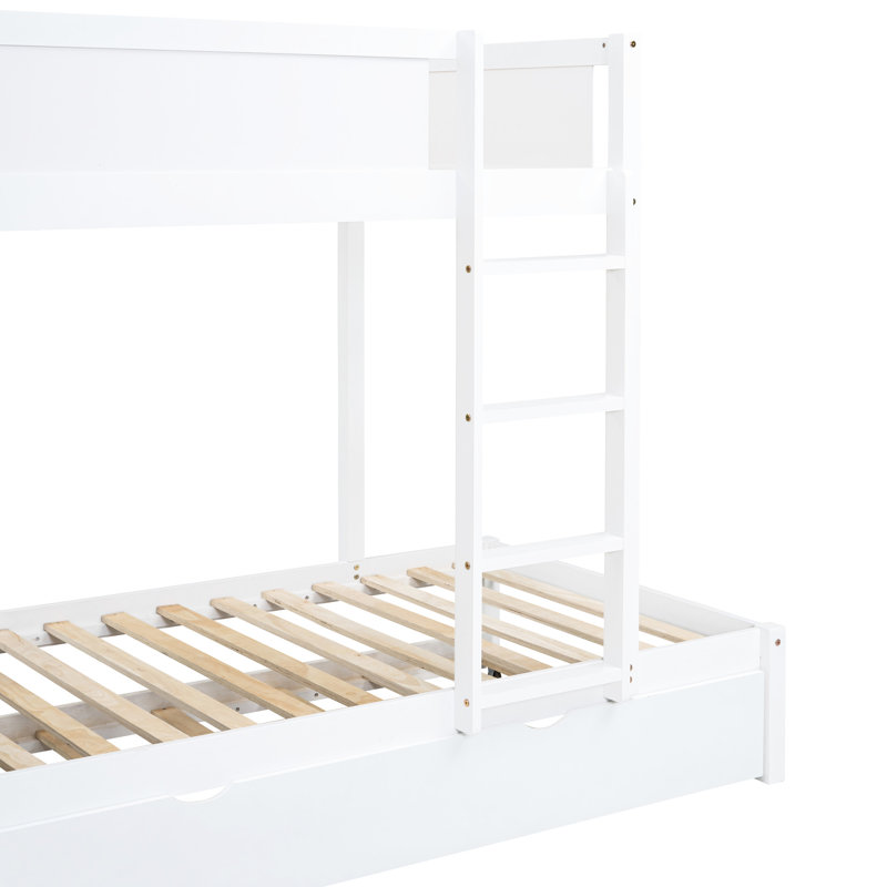 Lit superposé blanc Twintwin avec rangement polyvalent, bureau et lit simple gigogne - Créez une chambre attrayante et fonctionnelle
