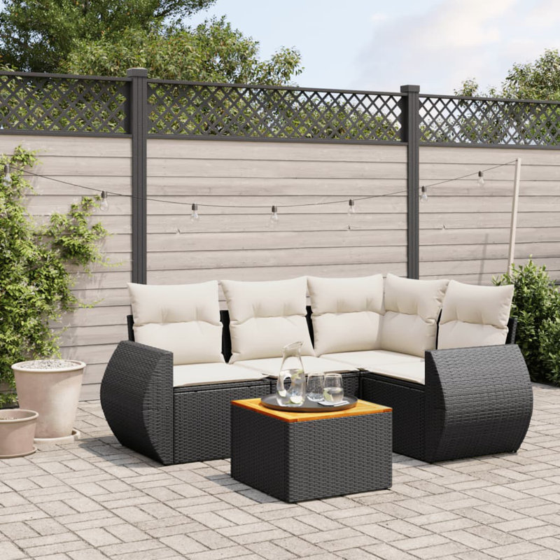 Ensemble de canapé de jardin Vidaxl noir, blanc crème