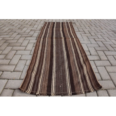 Brown Cool Rug, Statement Rugs, Kilim, Turkish Rugs, Flatweave Rug, Vintage Rug, Runner Rug