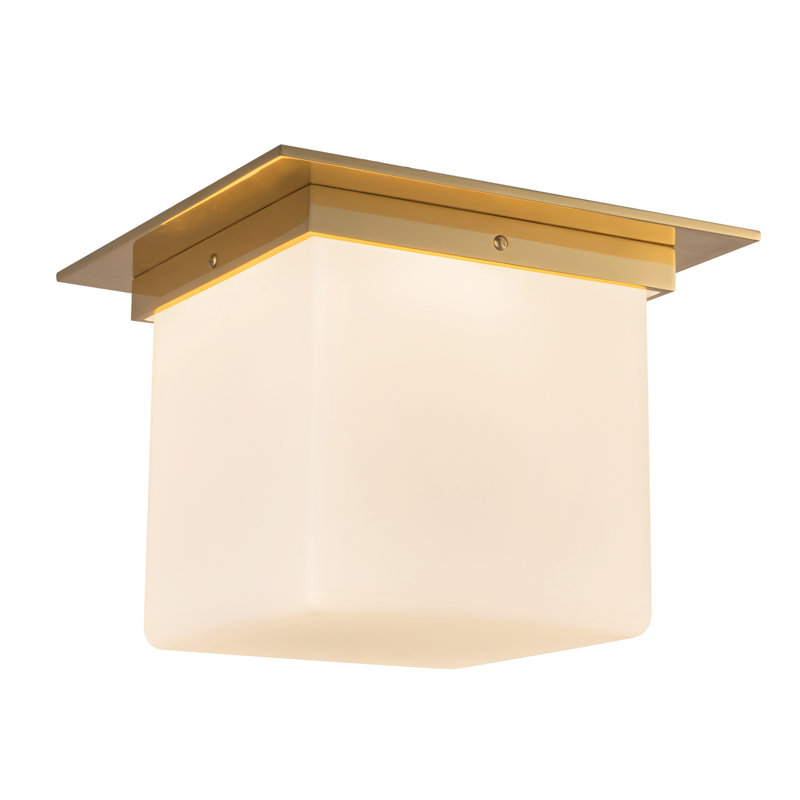 Mineral 11-in Brass Flush Mount, Opal Glass, Brass