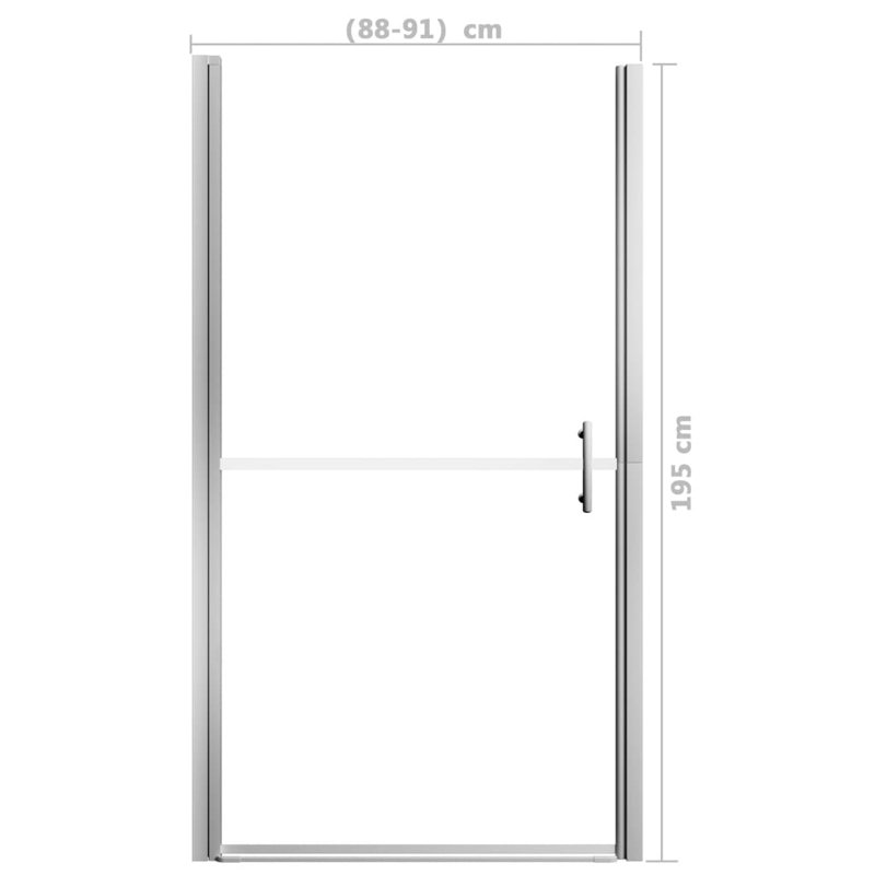 Heffington Hinged Semi-Frameless Shower Door with Frosted Glass, 195cm H x 89cm W